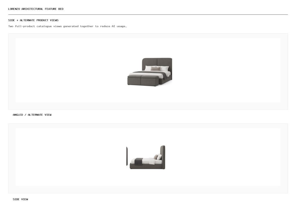 LORENZO ARCHITECTURAL FEATURE BED angled alternate and side product views