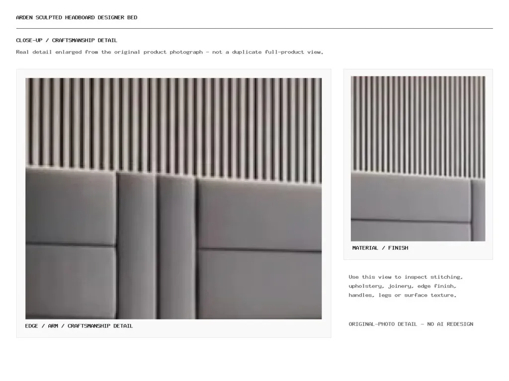 ARDEN SCULPTED HEADBOARD DESIGNER BED Closeup