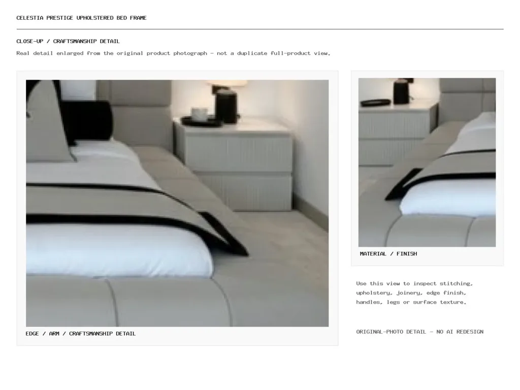 CELESTIA PRESTIGE UPHOLSTERED BED FRAME Closeup