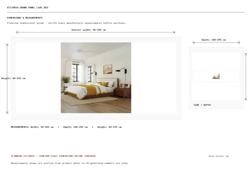 VITTORIA GRAND PANEL LUXE BED Dimension