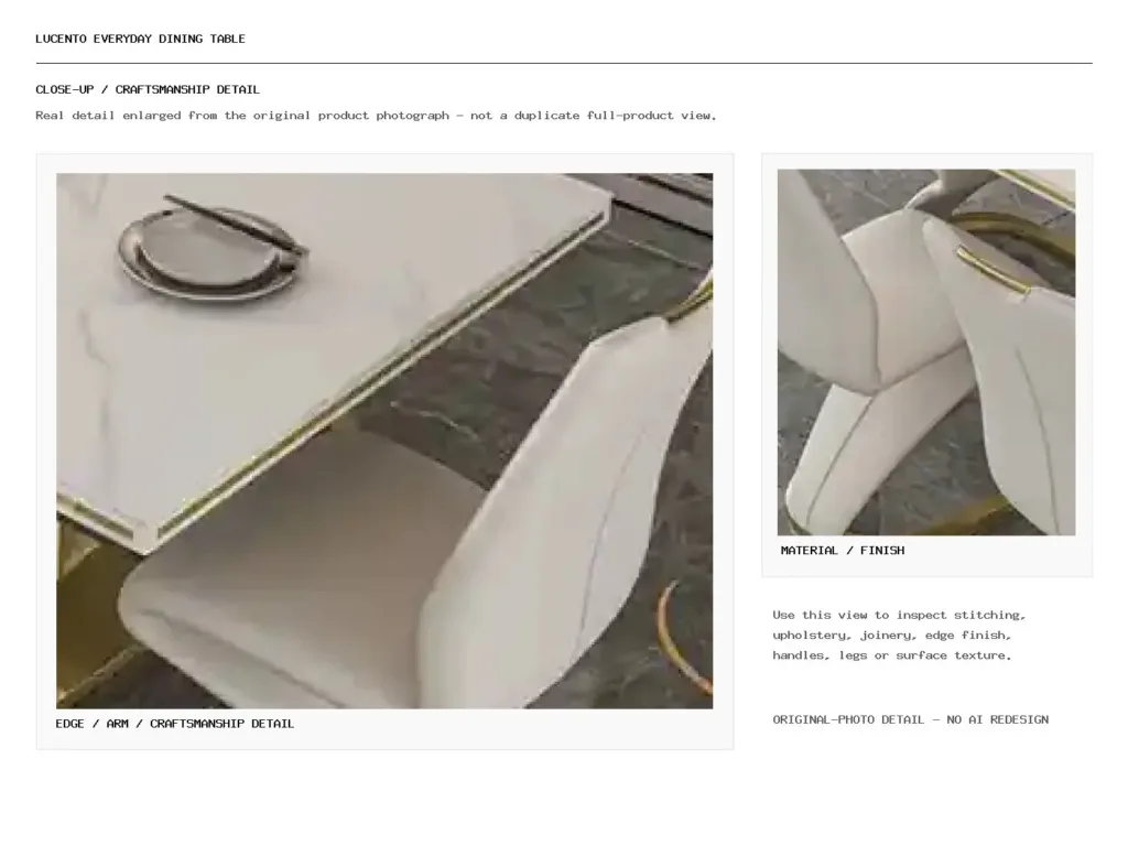 LUCENTO EVERYDAY DINING TABLE Closeup