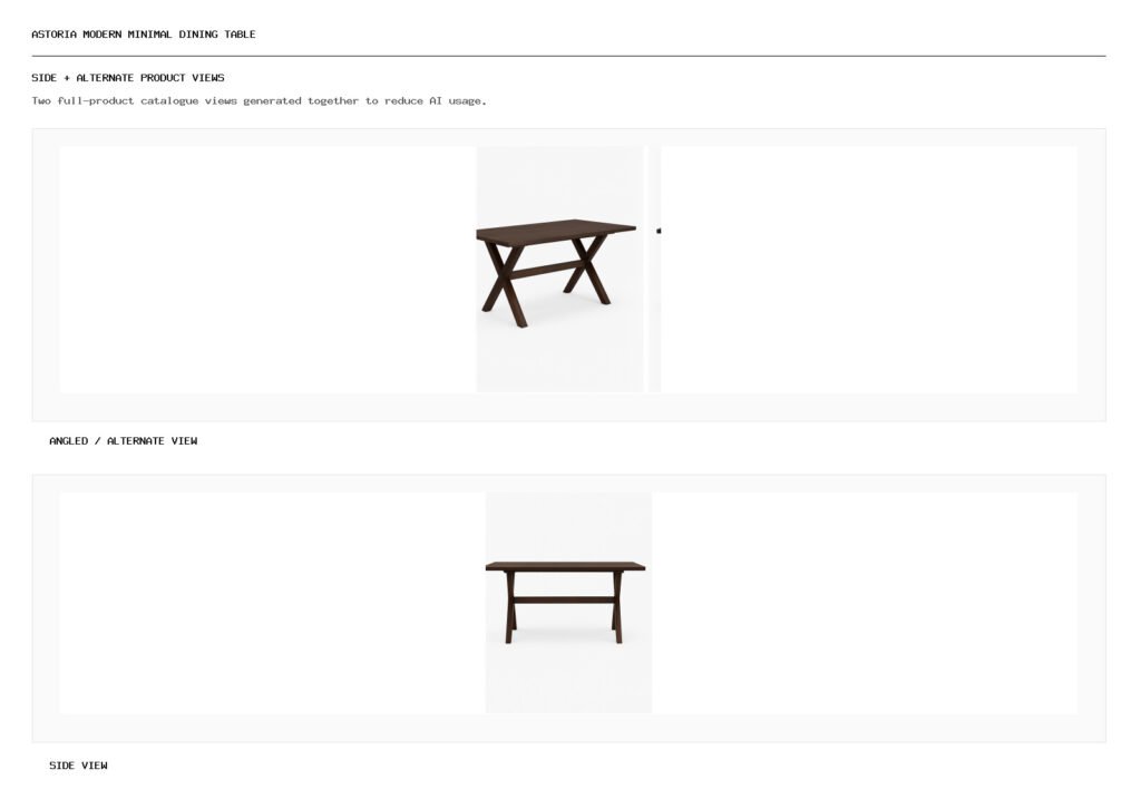 ASTORIA MODERN MINIMAL DINING TABLE angled alternate and side product views