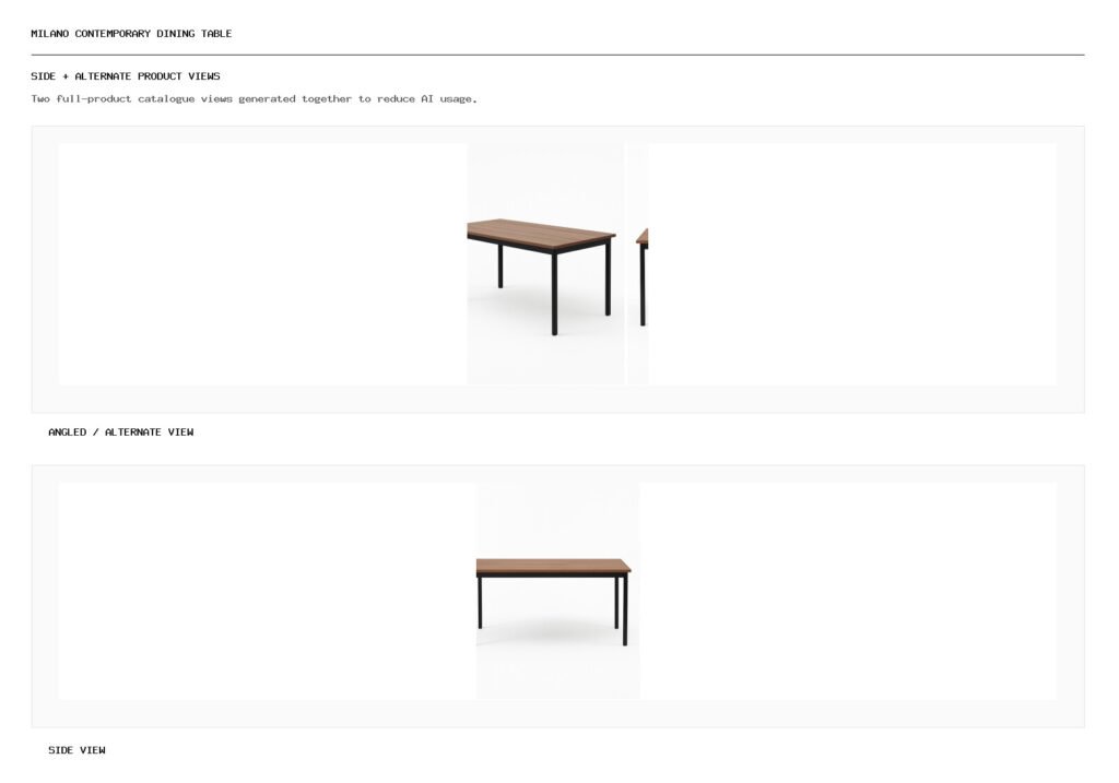 MILANO CONTEMPORARY DINING TABLE angled alternate and side product views