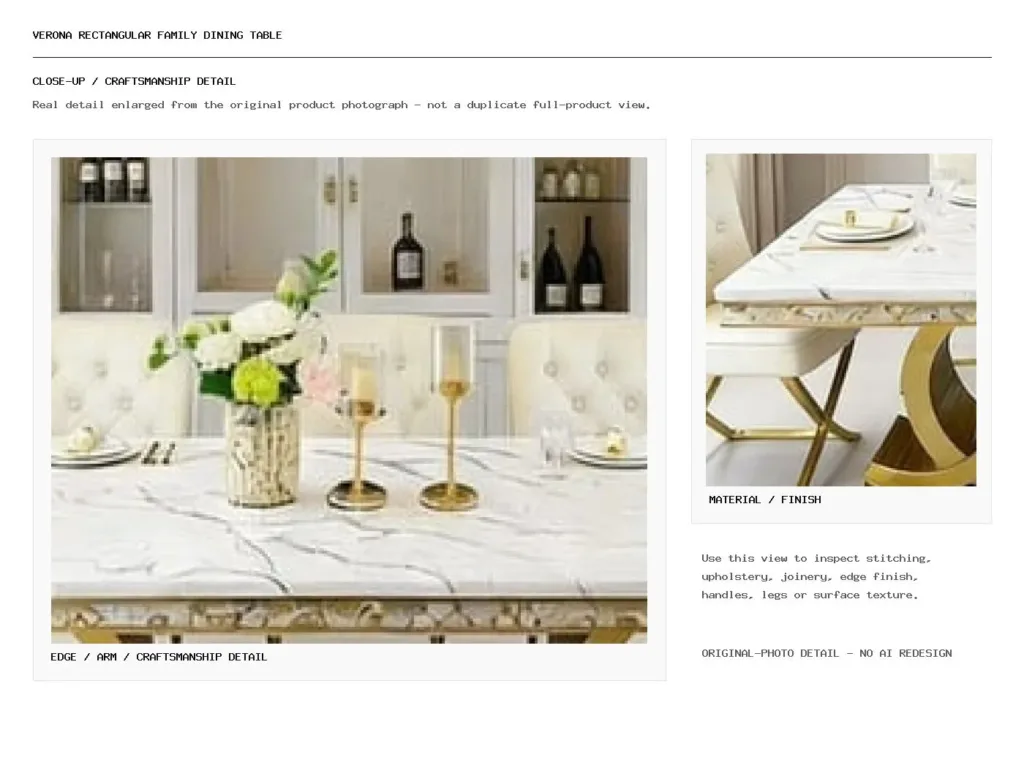 VERONA RECTANGULAR FAMILY DINING TABLE Closeup