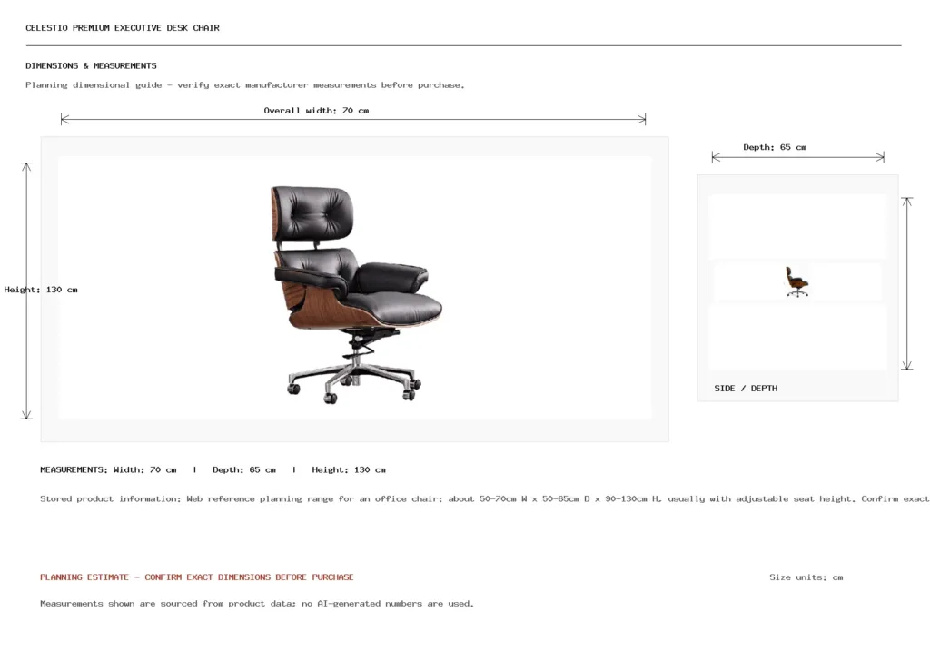CELESTIO PREMIUM EXECUTIVE DESK CHAIR Dimension