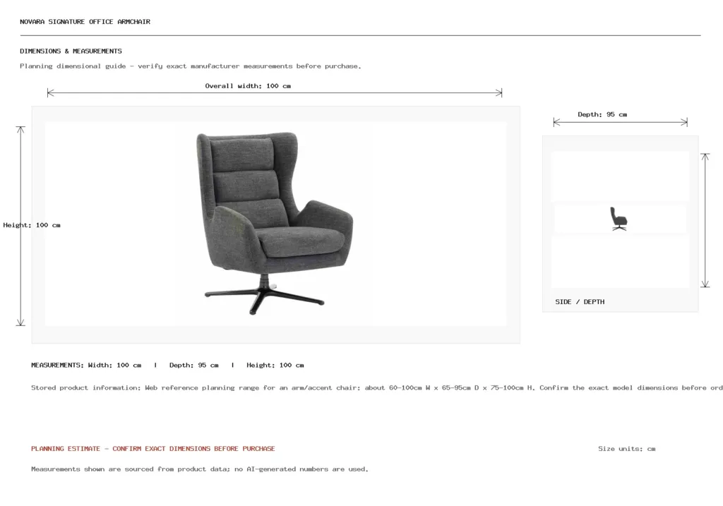 NOVARA SIGNATURE OFFICE ARMCHAIR Dimension