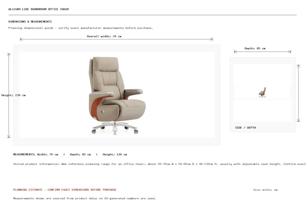 ALLEGRO LUXE BOARDROOM OFFICE CHAIR Dimension