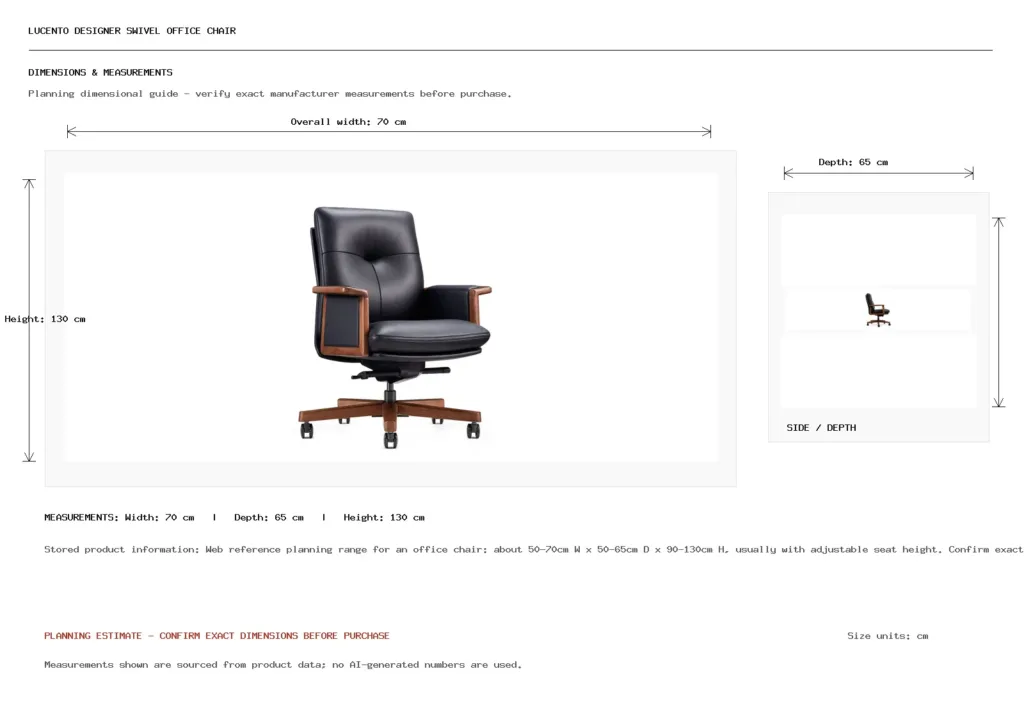 LUCENTO DESIGNER SWIVEL OFFICE CHAIR Dimension