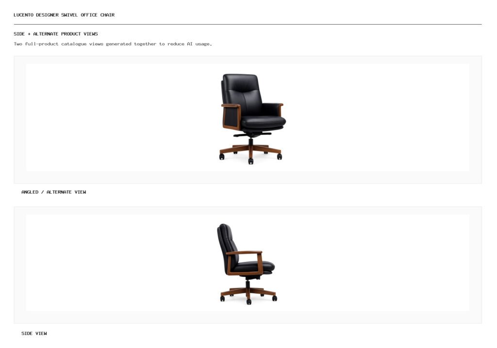 LUCENTO DESIGNER SWIVEL OFFICE CHAIR angled alternate and side product views