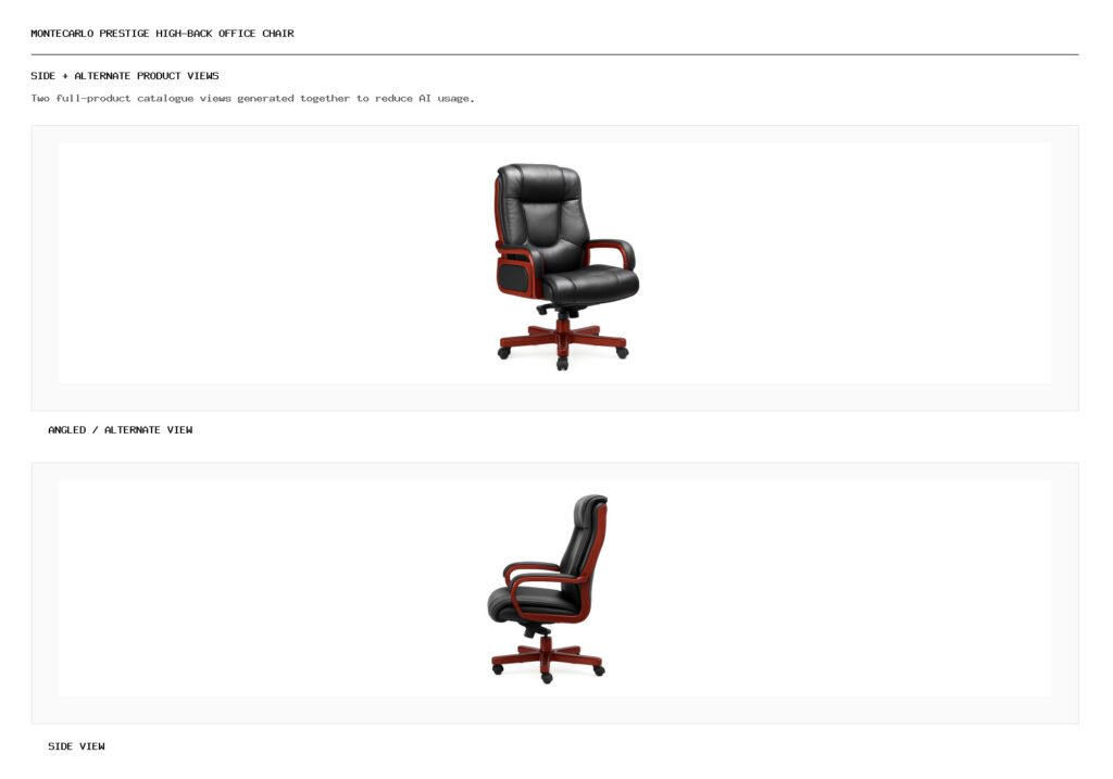 MONTECARLO PRESTIGE HIGH-BACK OFFICE CHAIR angled alternate and side product views