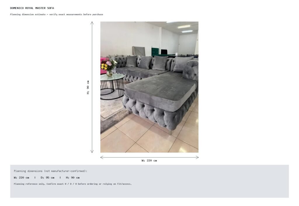 DOMENICO ROYAL MASTER SOFA Dimension