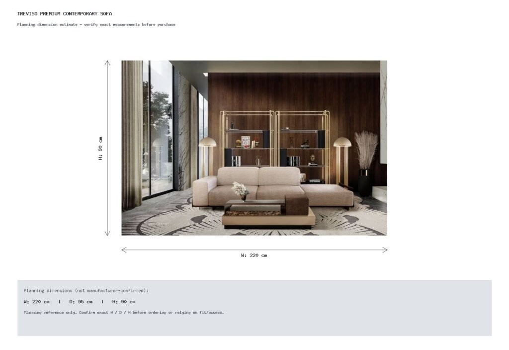 TREVISO PREMIUM CONTEMPORARY SOFA Dimension