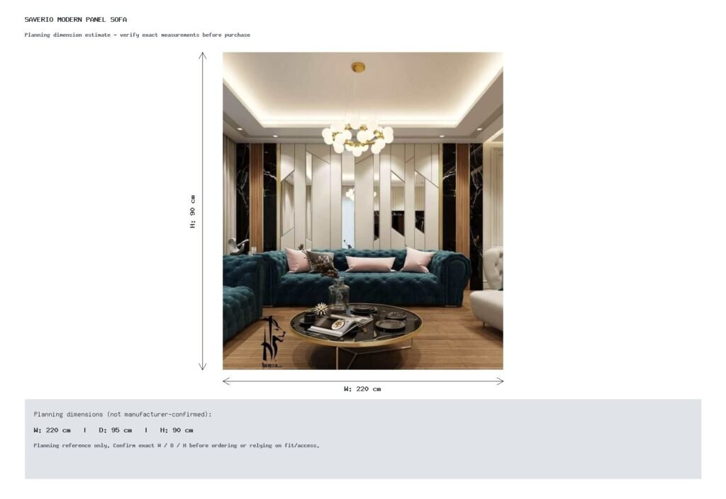 SAVERIO MODERN PANEL SOFA Dimension