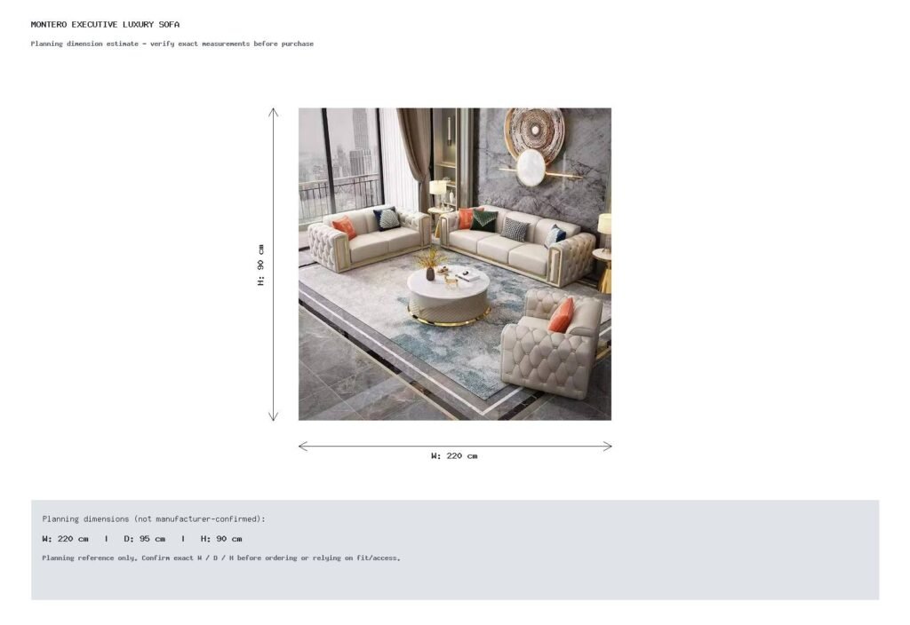 MONTERO EXECUTIVE LUXURY SOFA Dimension