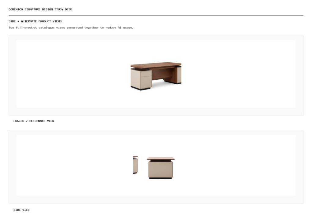 DOMENICO SIGNATURE DESIGN STUDY DESK angled alternate and side product views