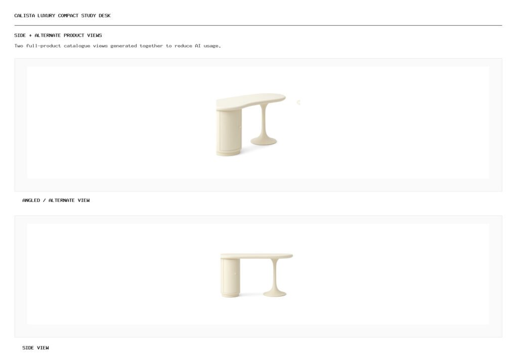CALISTA LUXURY COMPACT STUDY DESK angled alternate and side product views