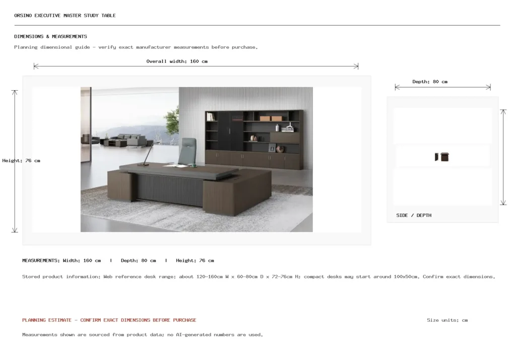 ORSINO EXECUTIVE MASTER STUDY TABLE Dimension