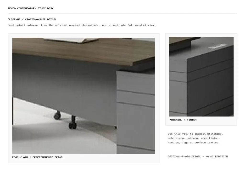 RENZO CONTEMPORARY STUDY DESK Closeup