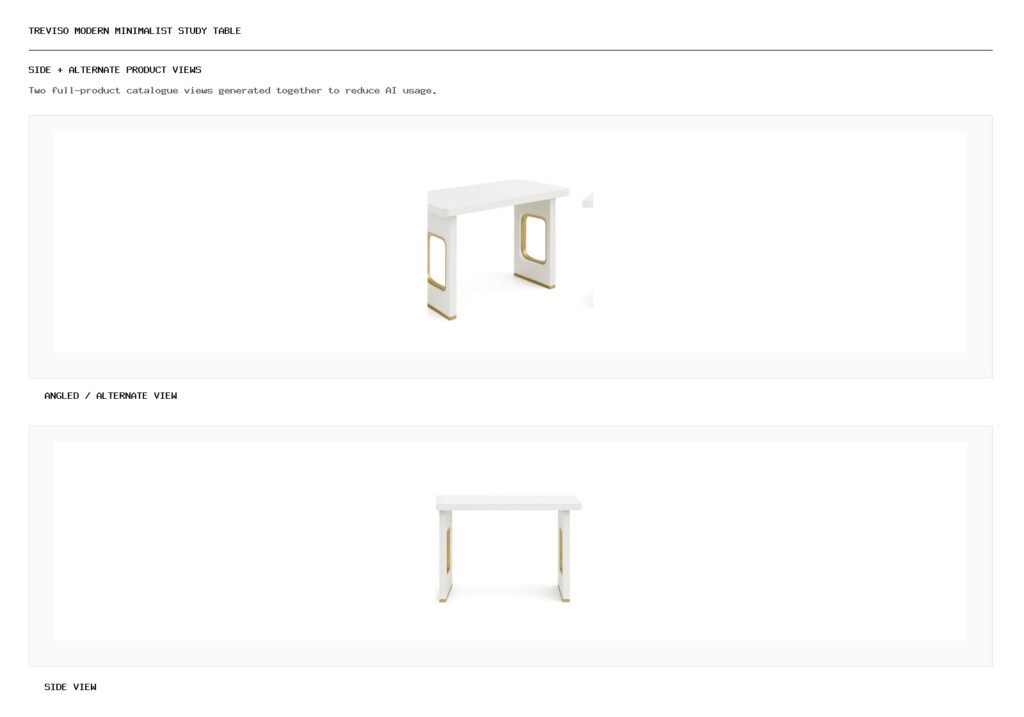 TREVISO MODERN MINIMALIST STUDY TABLE angled alternate and side product views