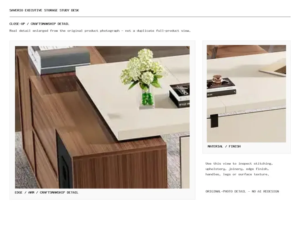 SAVERIO EXECUTIVE STORAGE STUDY DESK Closeup