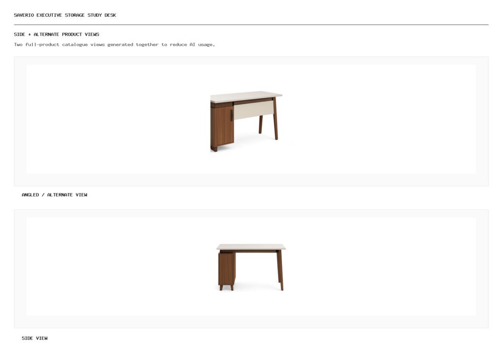 SAVERIO EXECUTIVE STORAGE STUDY DESK angled alternate and side product views