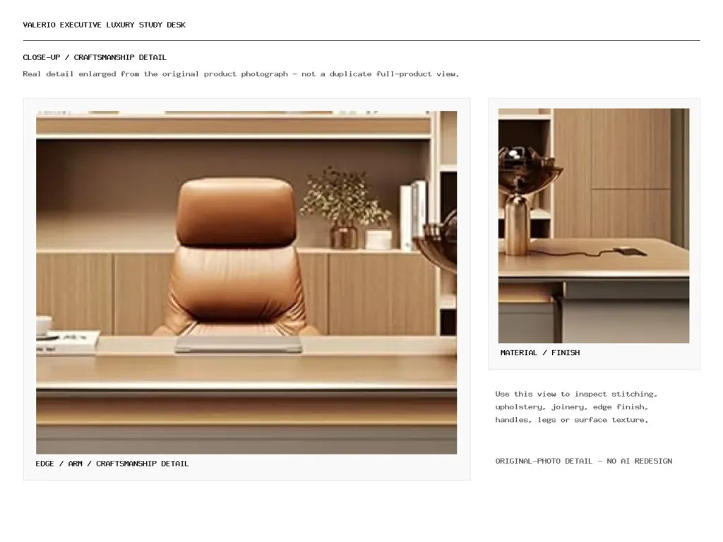 VALERIO EXECUTIVE LUXURY STUDY DESK Closeup