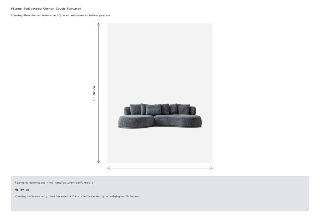 Vianno Sculptured Corner Couch Textured Dimension