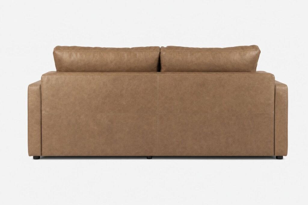 Delia Leather Sleeper Couch Codiac Taupe Rear