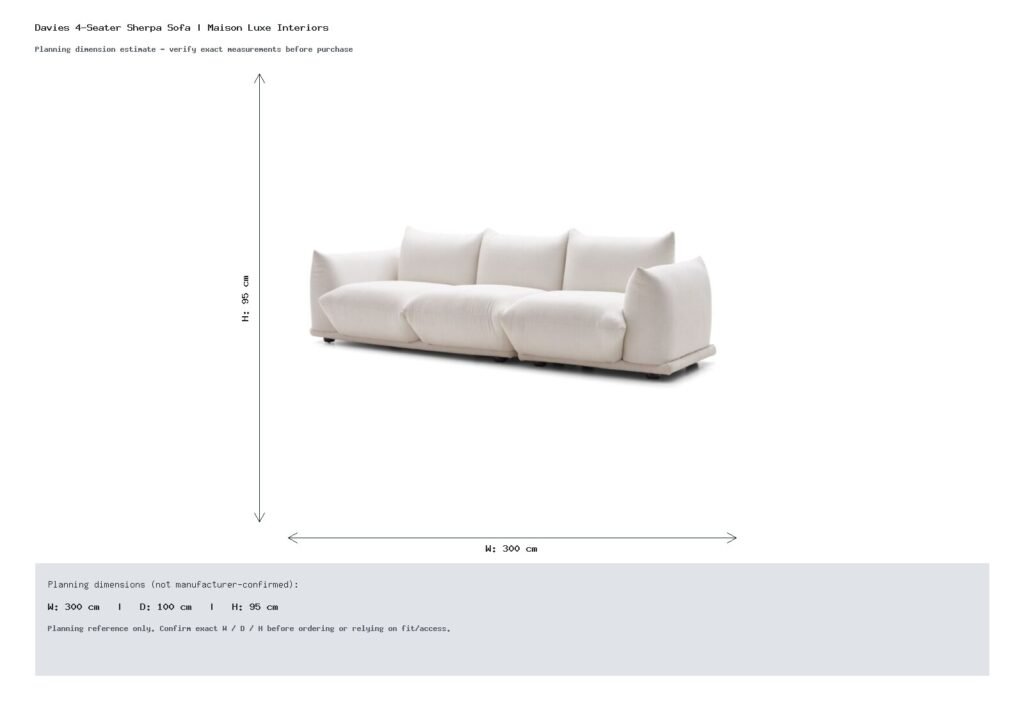 Davies 4-Seater Sherpa Sofa | Maison Luxe Interiors Dimension