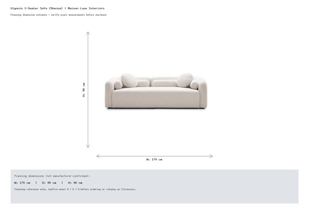Glynnis 2-Seater Sofa (Sherpa) | Maison Luxe Interiors Dimension