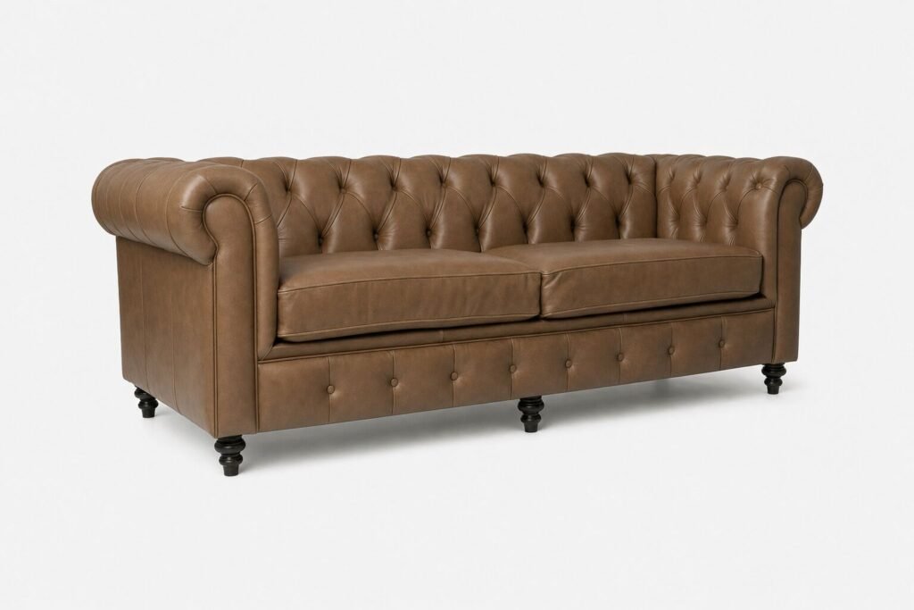 Madison 3 Seater Leather Couch Codiac Taupe Alternate