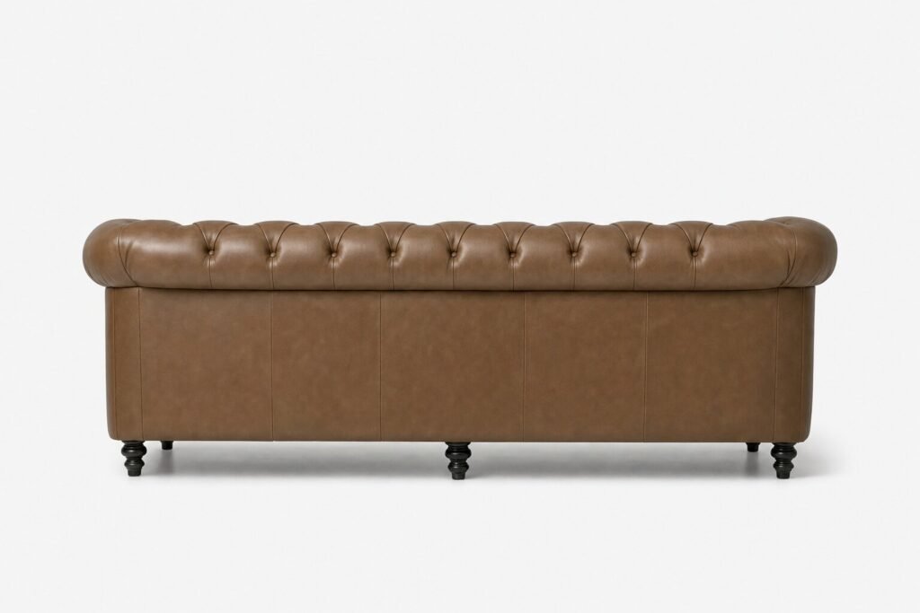 Madison 3 Seater Leather Couch Codiac Taupe Rear