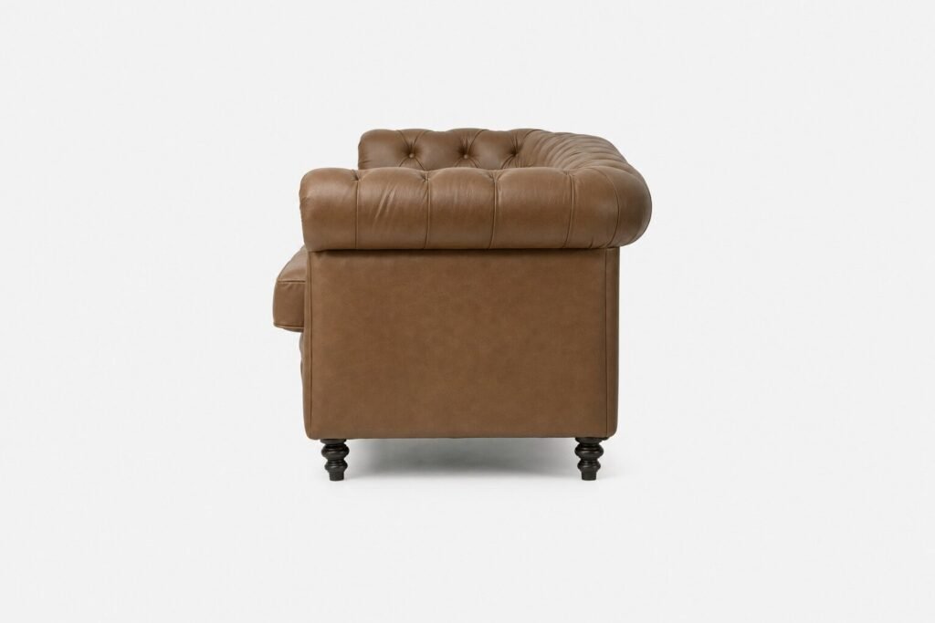 Madison 3 Seater Leather Couch Codiac Taupe Side