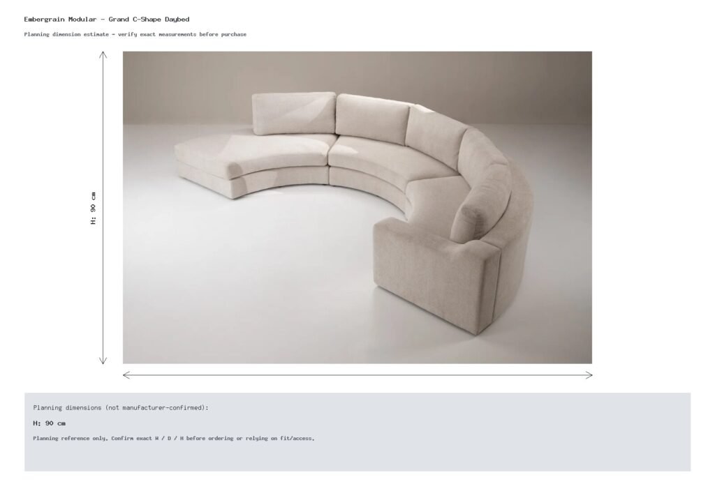 Embergrain Modular - Grand C-Shape Daybed Dimension