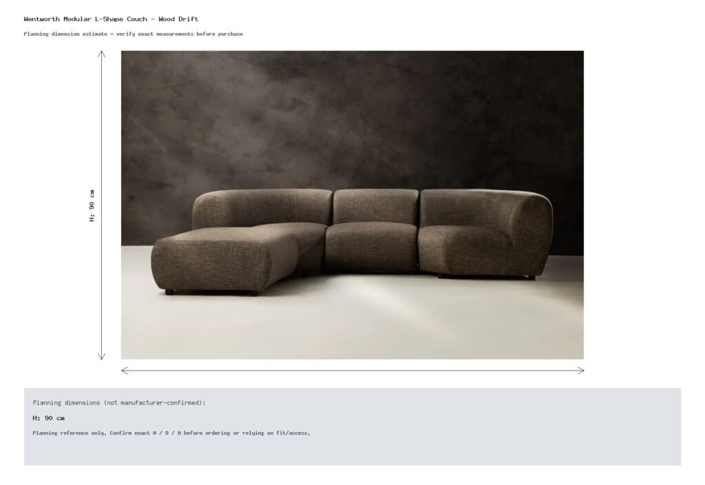 Wentworth Modular L-Shape Couch - Wood Drift Dimension