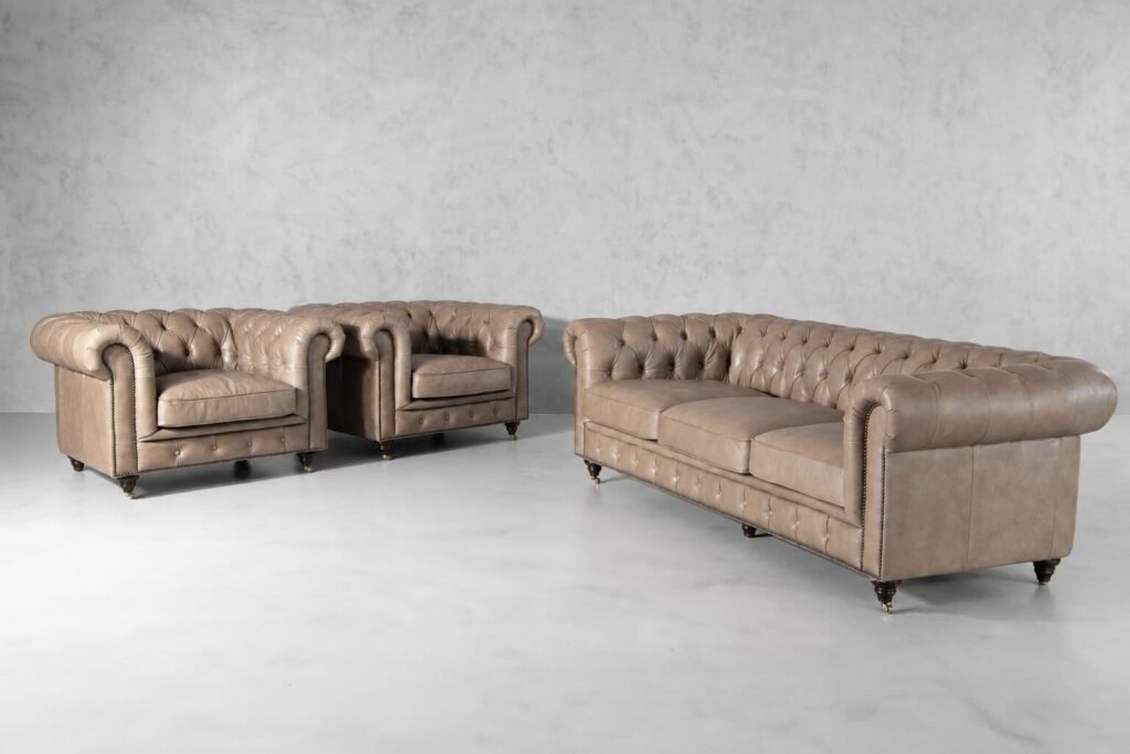 Jefferson Leather Lounge Suite - Smoke Alternate