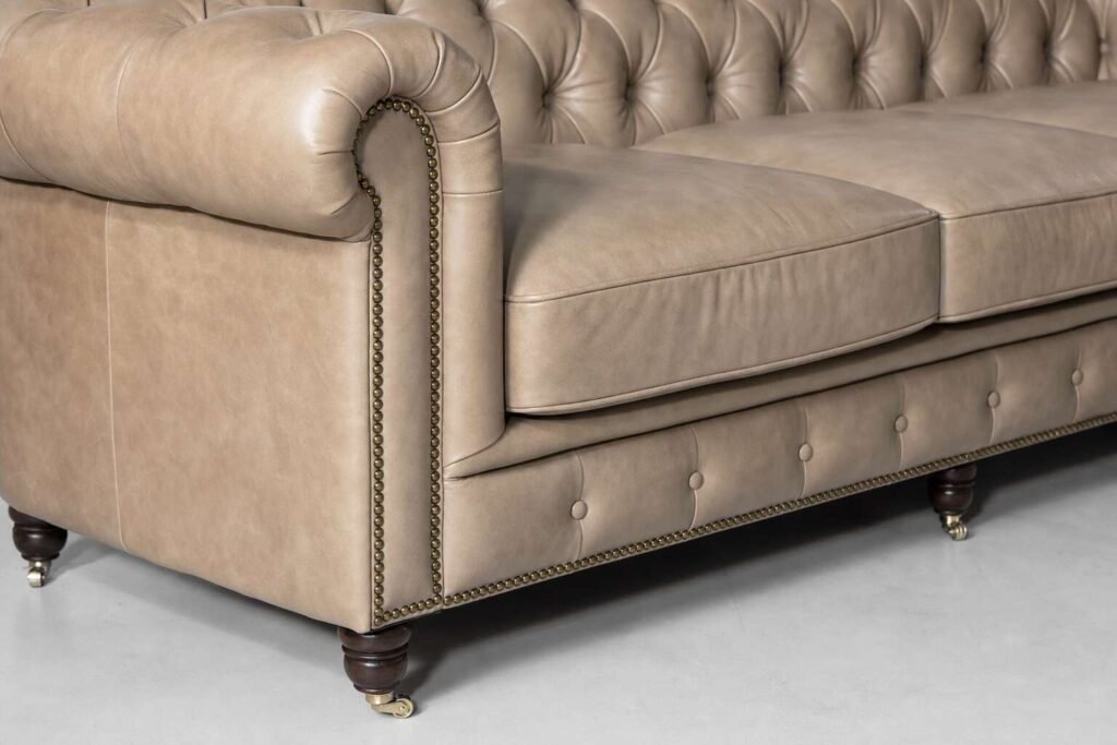 Jefferson Leather Lounge Suite - Smoke Closeup