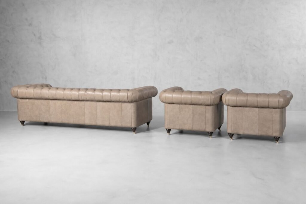 Jefferson Leather Lounge Suite - Smoke Rear