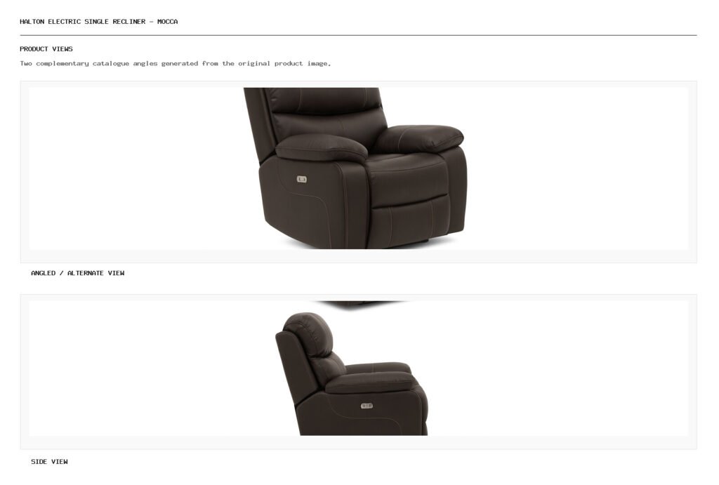 Halton Electric Single Recliner - Mocca angled alternate and side product views