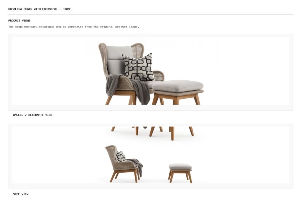 Rosalina Chair with Footstool - Stone angled alternate and side product views