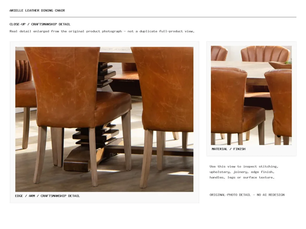 Arielle Leather Dining Chair Closeup