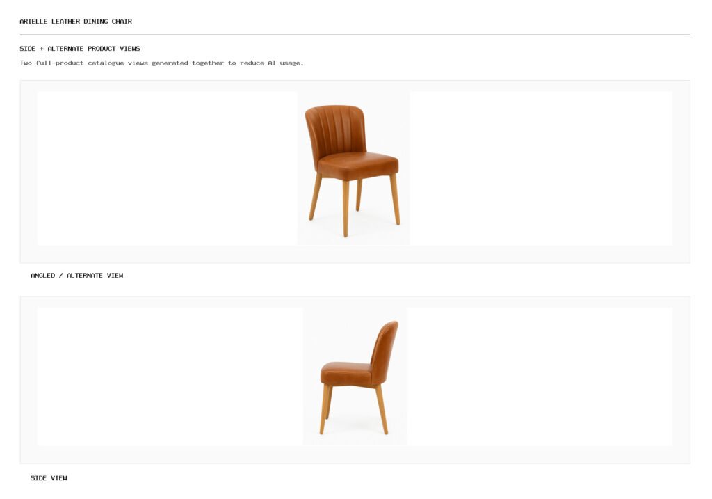 Arielle Leather Dining Chair angled alternate and side product views