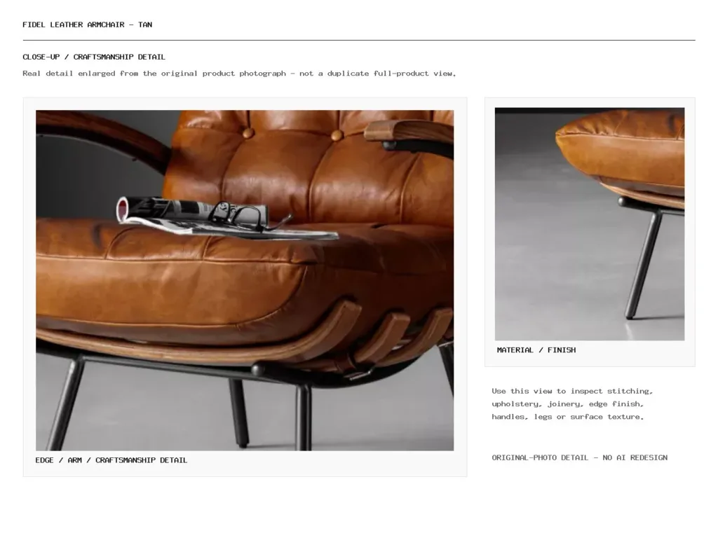 Fidel Leather Armchair - Tan Closeup