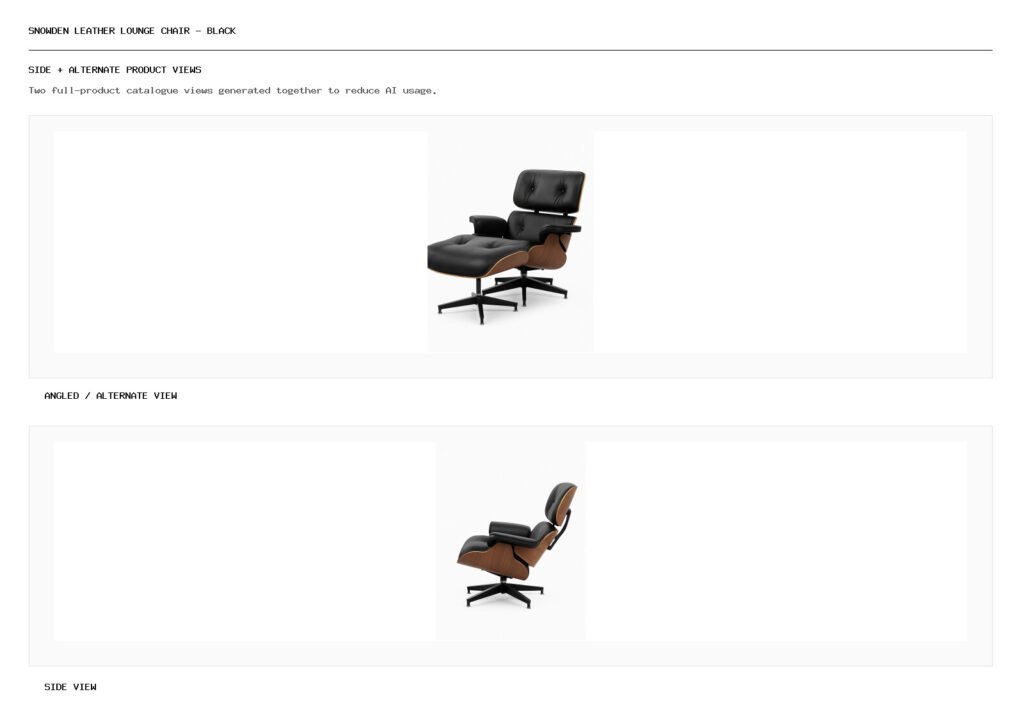 Snowden Leather Lounge Chair - Black angled alternate and side product views