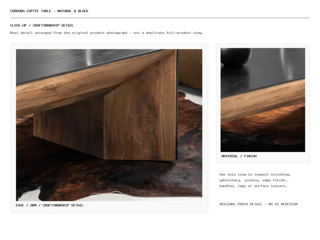 Cordoba Coffee Table - Natural & Black Closeup