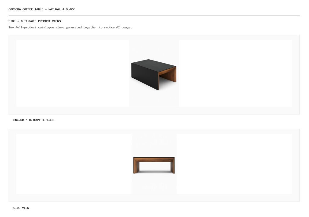 Cordoba Coffee Table - Natural & Black angled alternate and side product views