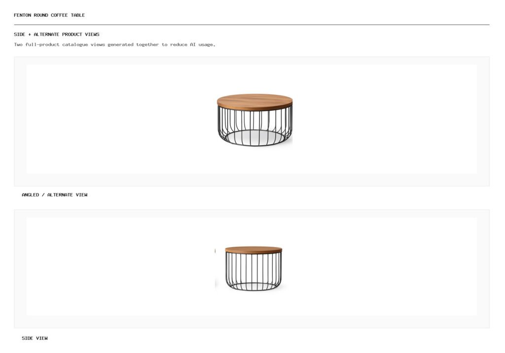 Fenton Round Coffee Table angled alternate and side product views