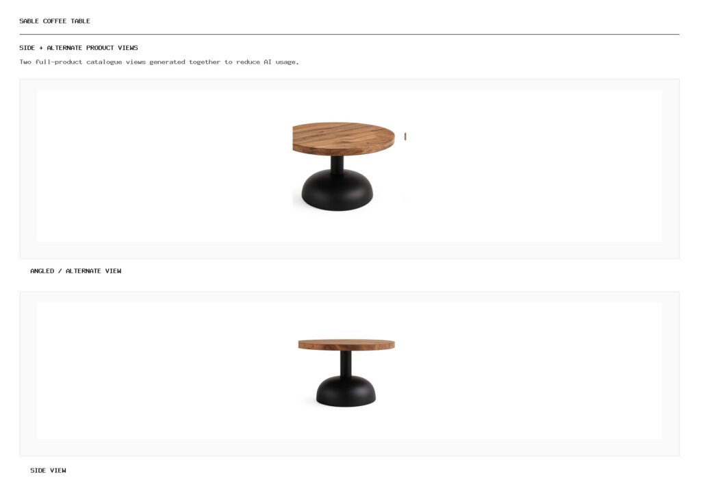 Sable Coffee Table angled alternate and side product views