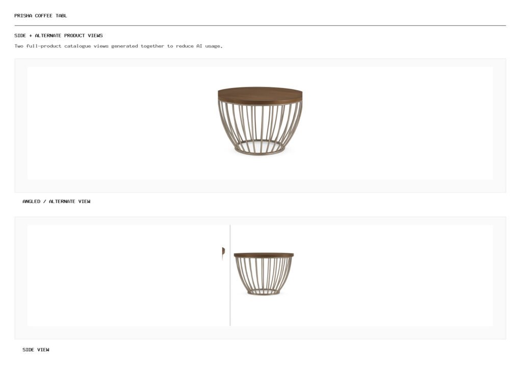 Prisha Coffee Tabl angled alternate and side product views