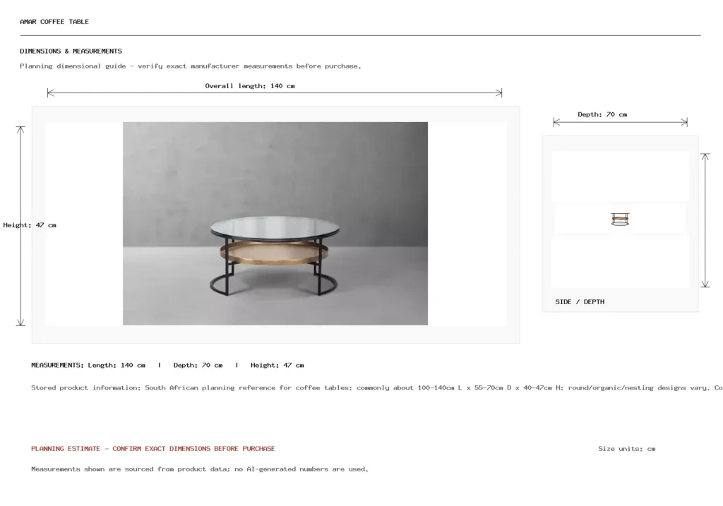 Amar Coffee Table Dimension